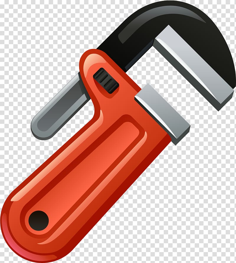 Tool Wrench, Hand painted red wrench transparent background PNG clipart