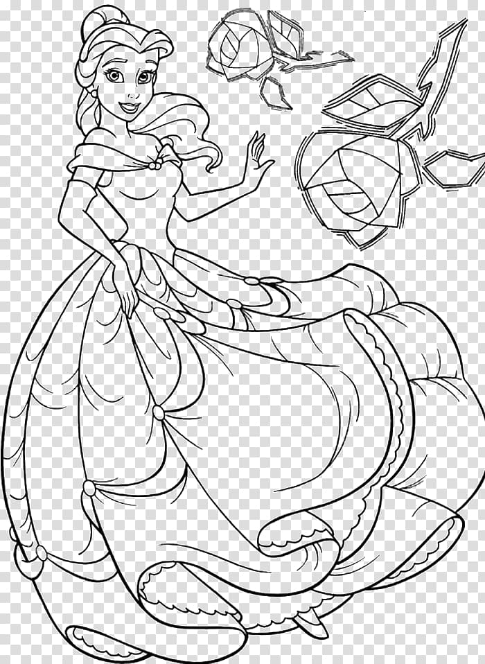 Belle Tiana Beast Coloring book Disney Princess, beauty compassionate printing transparent background PNG clipart