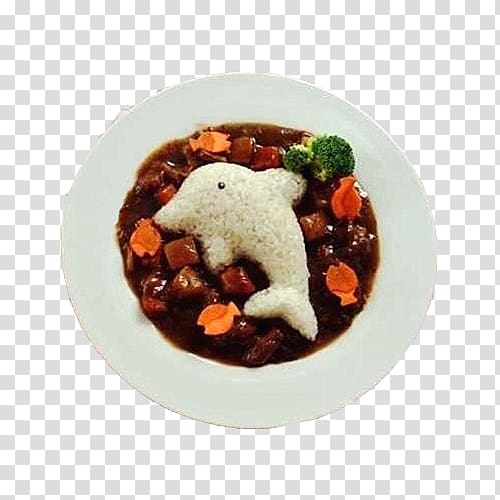 Vegetarian cuisine Cooked rice Curry, Curry sirloin rice Dolphin transparent background PNG clipart