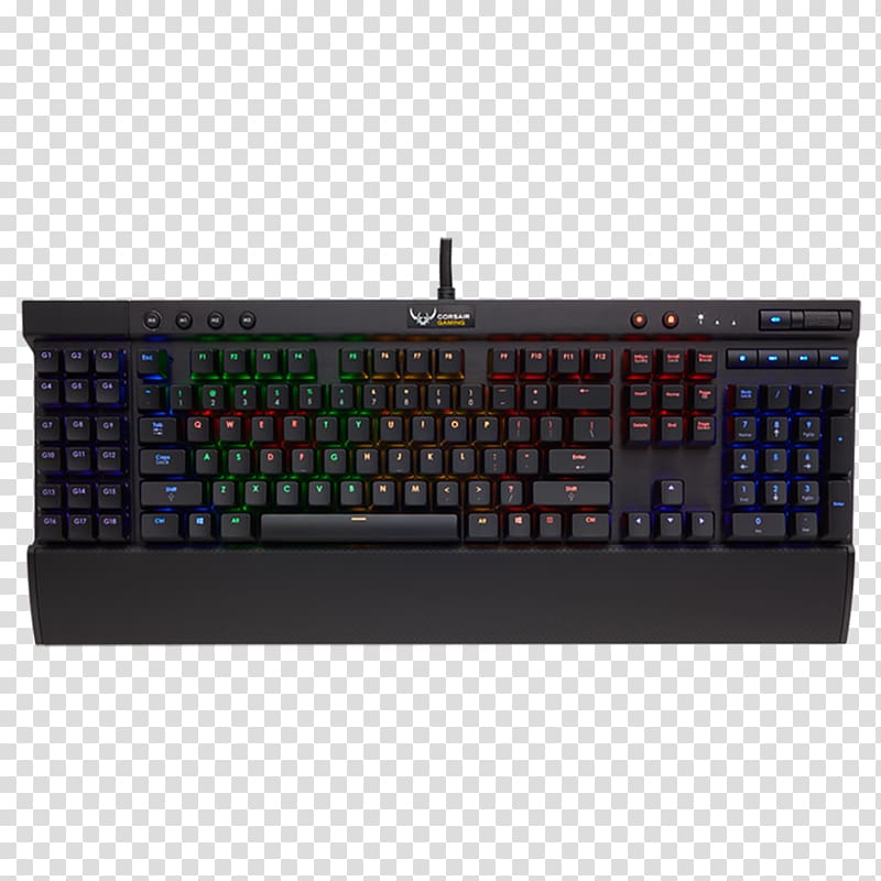 Computer keyboard Corsair Gaming K70 LUX RGB Cherry RGB color model, mechanical parts transparent background PNG clipart
