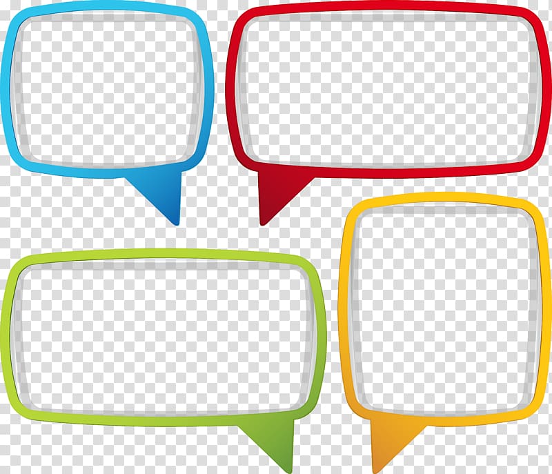 four assorted-color dialog boxes illustration, Paper Dialog box , text box frame transparent background PNG clipart