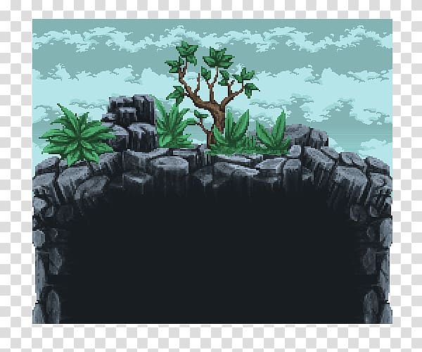 Pixel art Tile-based video game, tree transparent background PNG clipart