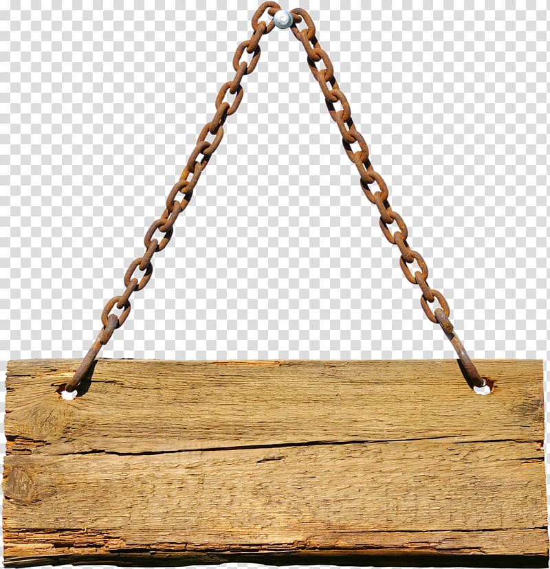 brown wood plank signage , Chanel Handbag Prada Chain, Wooden sign pendant transparent background PNG clipart