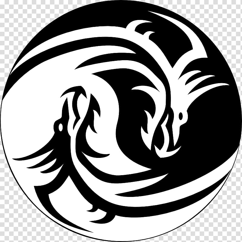 Yin and yang Chinese dragon , Dragon Black And White transparent background PNG clipart