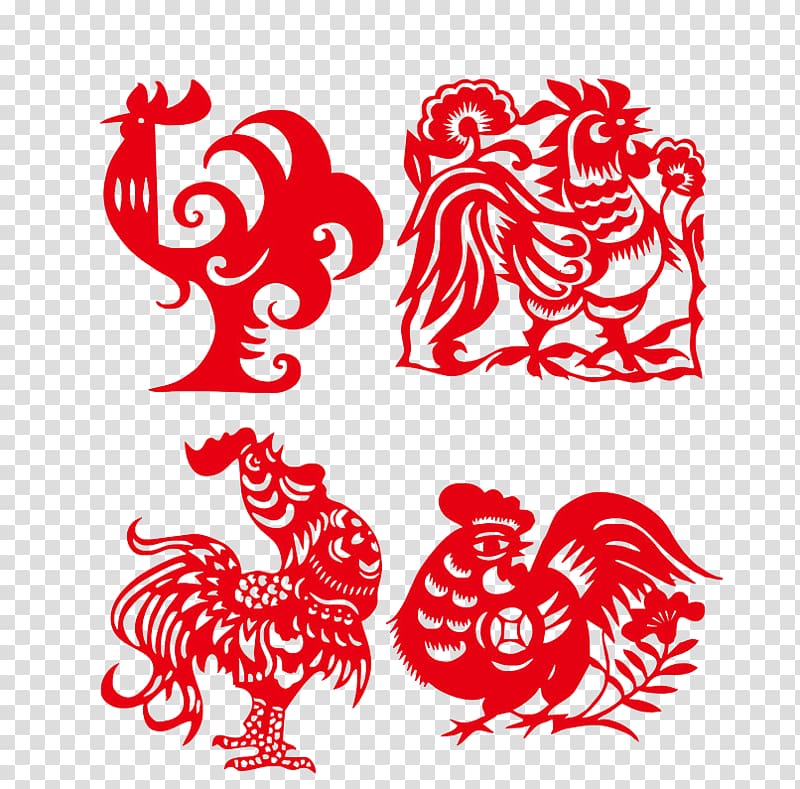 Papercutting Rooster Gratis, Paper-cut cock transparent background PNG clipart
