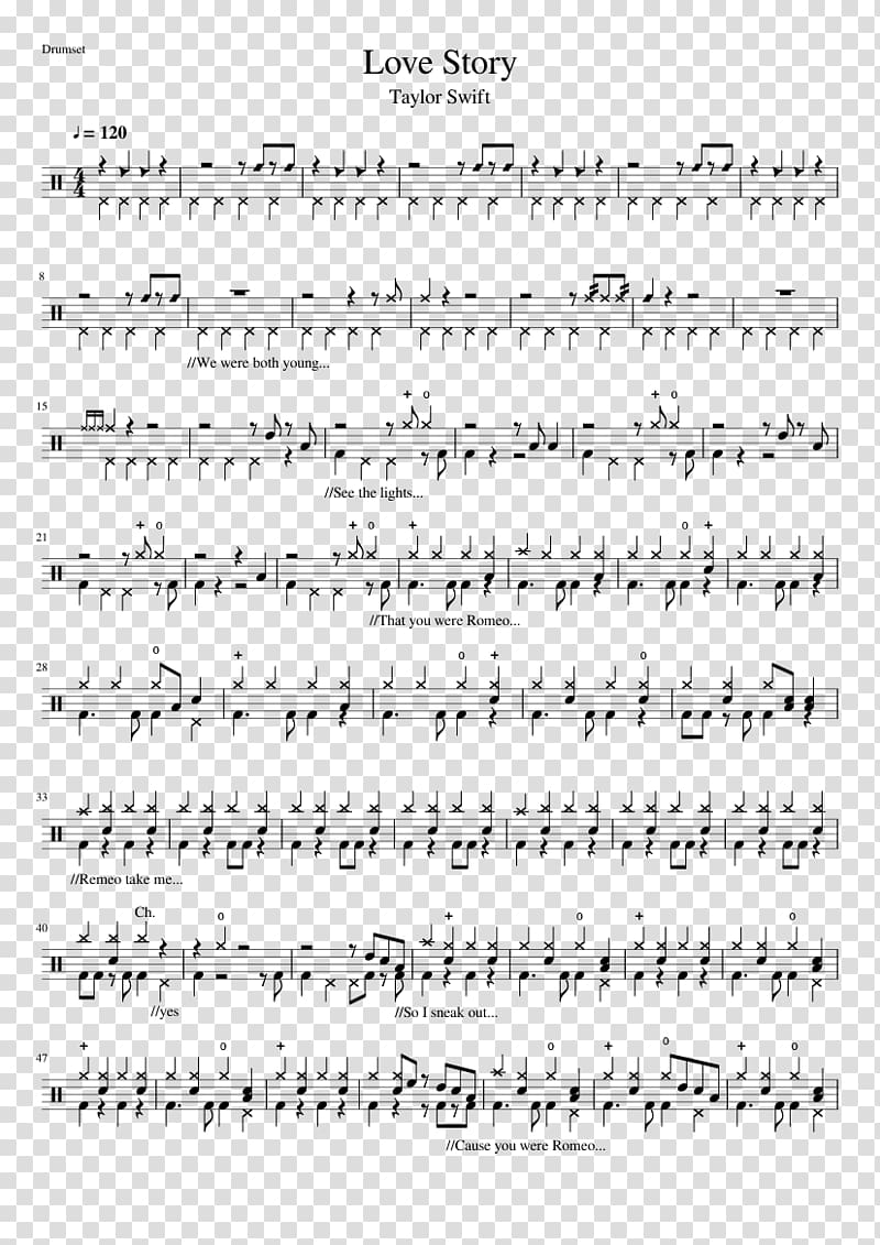 Love Story Sheet Music Drums, taylor swift love story transparent background PNG clipart