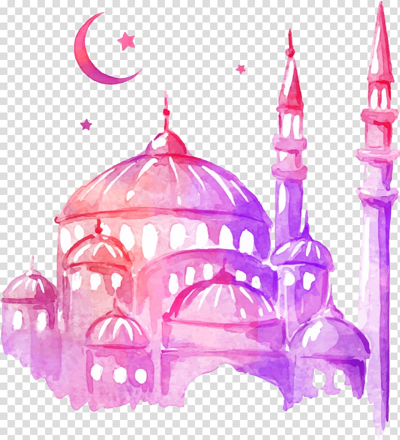 Ramadan Drawing Mosque Watercolor painting, Dream colorful Castle, Taj Mahal watercolor painting transparent background PNG clipart
