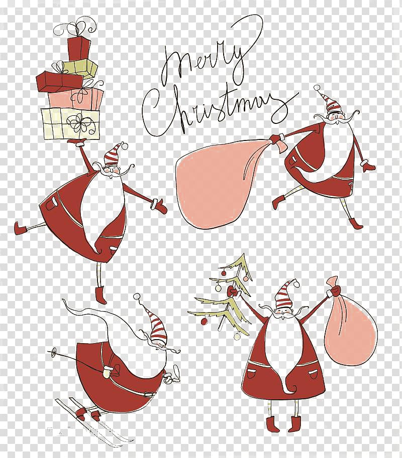 Santa Claus Christmas card Illustration, Santa creative gift friends free transparent background PNG clipart