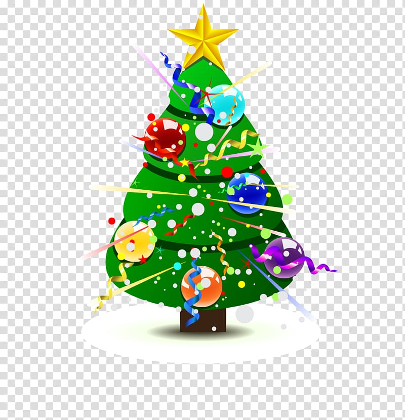 Christmas decoration Christmas tree Christmas ornament, Green Christmas tree covered with ornaments transparent background PNG clipart