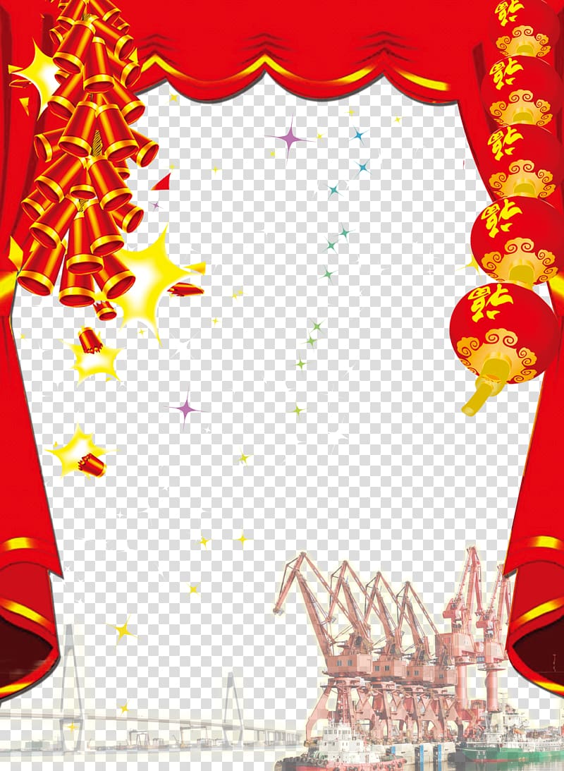 Chinese New Year Firecracker Chinoiserie Lantern Festival, Chinese New Year firecrackers creative style transparent background PNG clipart