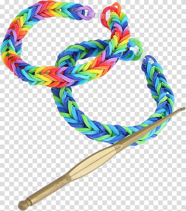 Rainbow Loom Rubber Bands Bracelet plastic, triple rainbow loom transparent  background PNG clipart