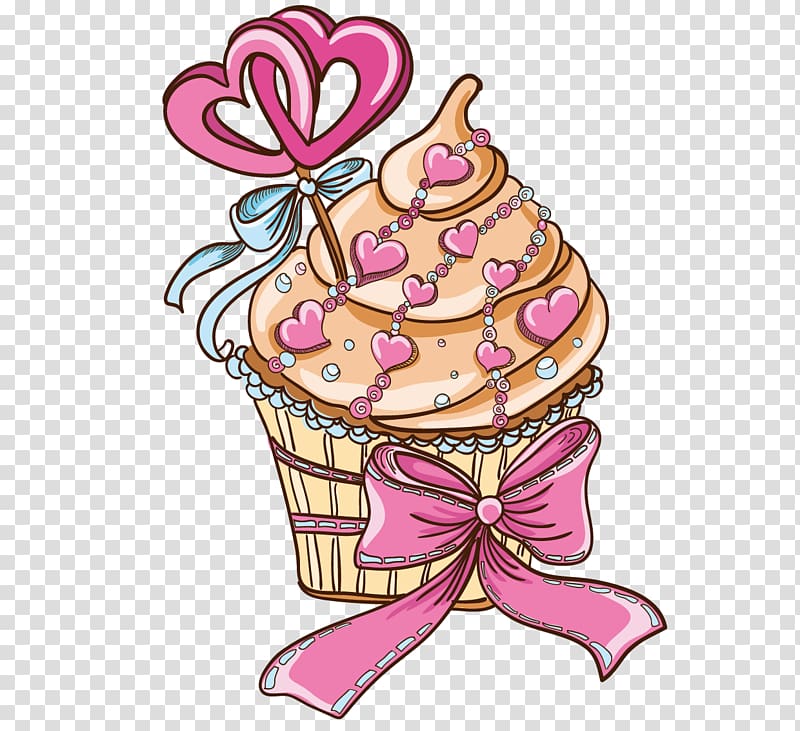 Cupcake Bakery Drawing, love bow cake transparent background PNG clipart