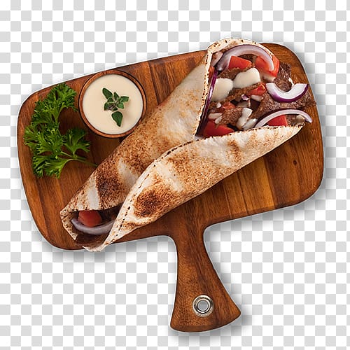 Souvlaki Wrap Lebanese cuisine Tabbouleh Hummus, salad transparent background PNG clipart