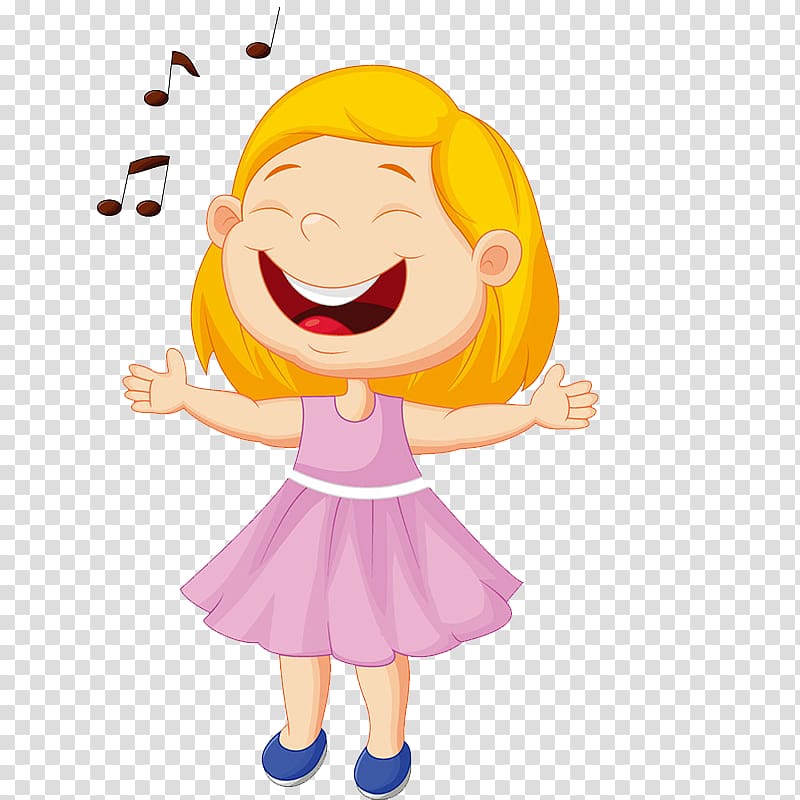 Cartoon Singing Illustration, Singing Girl transparent background PNG clipart