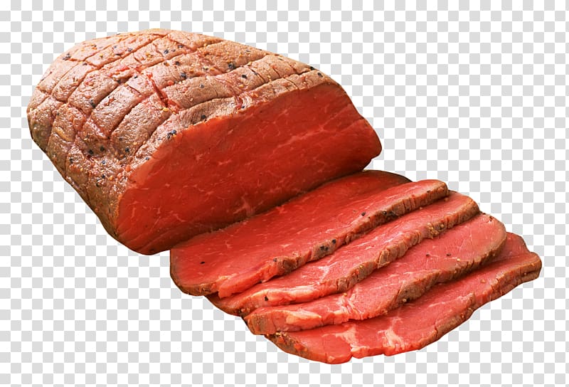 slices of peppered meat, Meat Beefsteak, Meat transparent background PNG clipart
