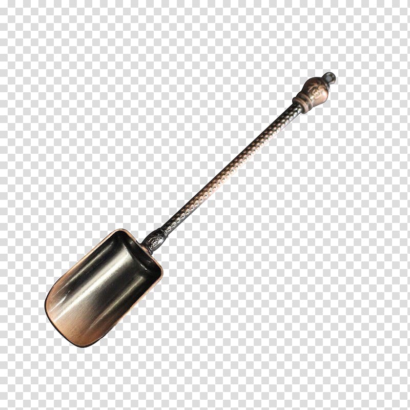 Teaspoon Shovel, Chinese style traditional red copper tea shovel teaspoon tea spoon transparent background PNG clipart
