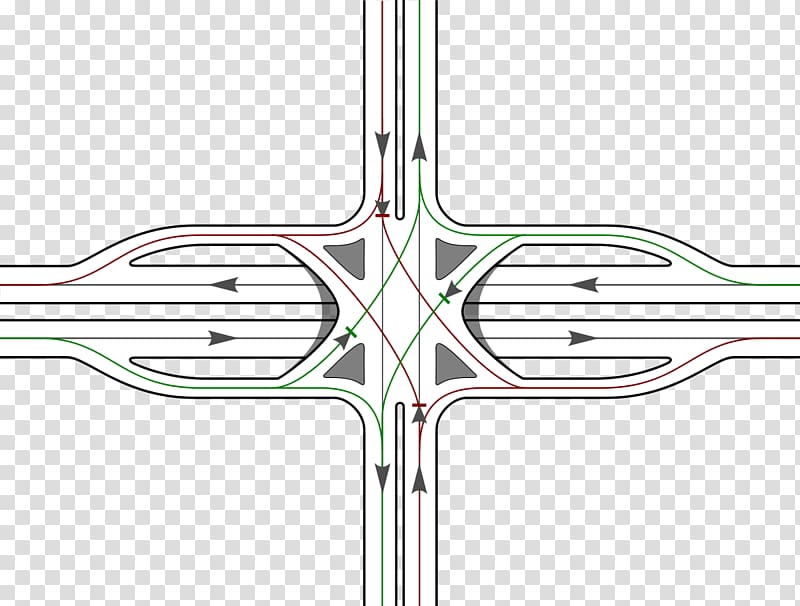 Single-point urban interchange Diverging diamond interchange Controlled-access highway, urban construction transparent background PNG clipart