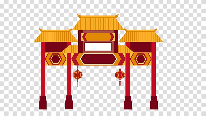 red and yellow pagoda , Beijing Hong Kong Blackpool Chinatown, London Chinese architecture, City gate tower transparent background PNG clipart