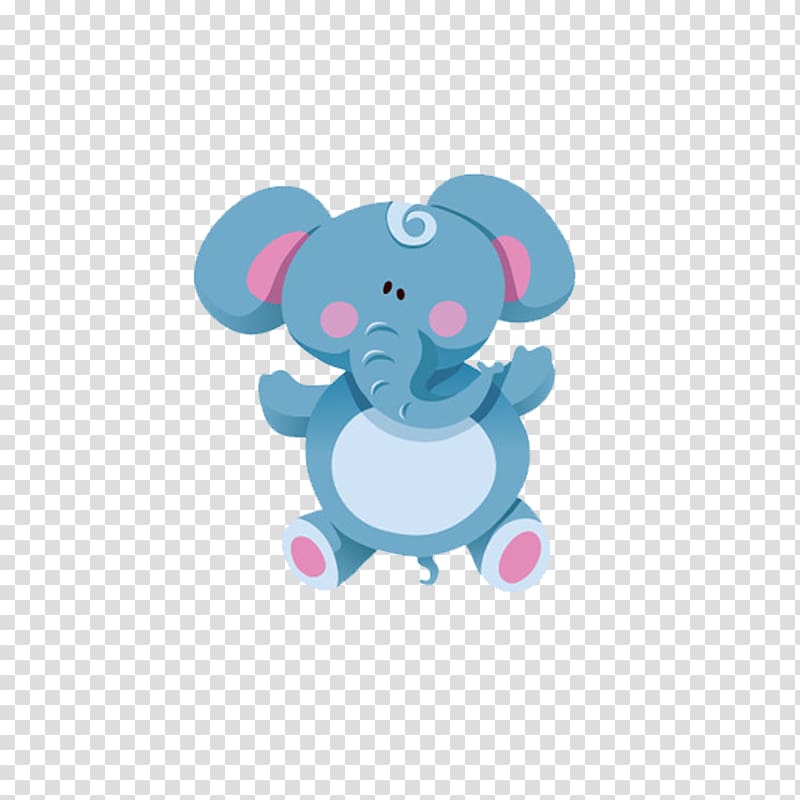 Cartoon Drawing , Free small blue elephant to pull material transparent background PNG clipart