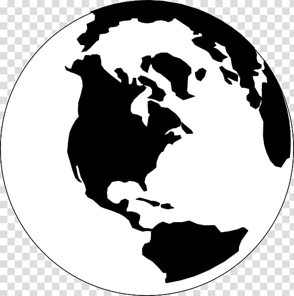 Globe World Black and white , Earth Black And White transparent background PNG clipart