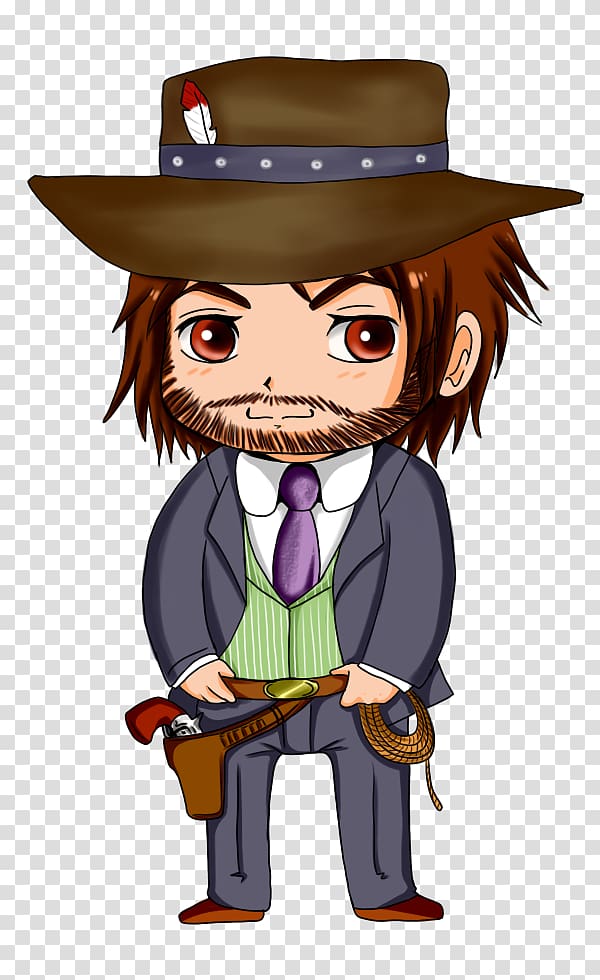 Red Dead Redemption John Marston Character Video game Fan art, Man Cartoon Chibi transparent background PNG clipart