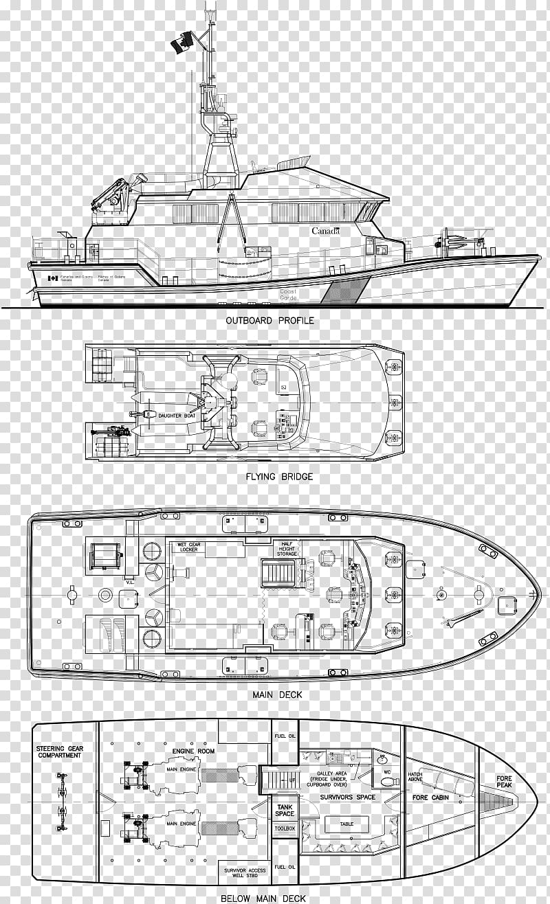 Technical drawing Lifeboat Canadian Coast Guard Patrol boat Ship, Ship transparent background PNG clipart