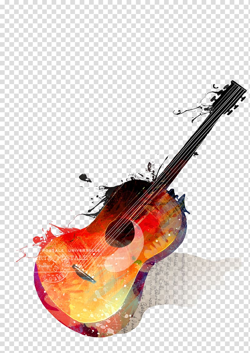 Watercolor painting Guitar Musical instrument Drawing, guitar transparent background PNG clipart