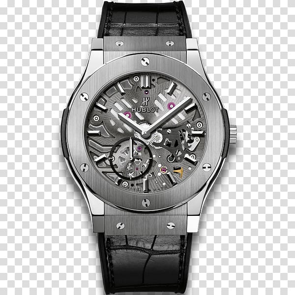 Hublot Classic Fusion Skeleton watch Chronograph, closet top transparent background PNG clipart