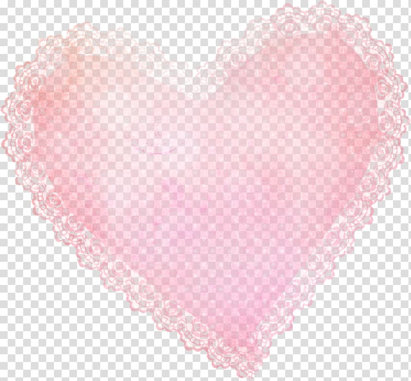 pink heart pillow illustration, Pink Heart Icon, Pink Lace Heart transparent background PNG clipart