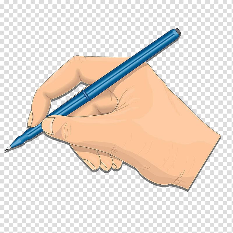 right human hand holding blue pen illustration, Pen Cartoon, Cartoon handwriting pen writing transparent background PNG clipart