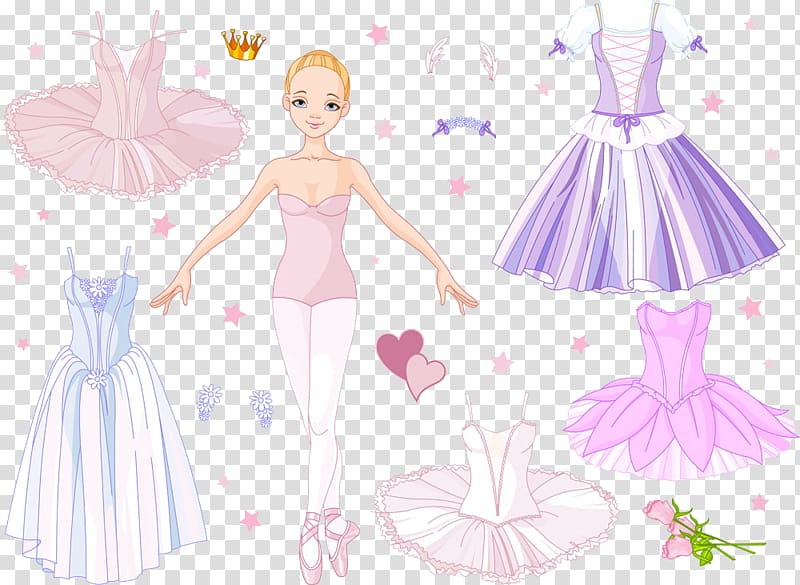 Paper doll Ballet Dancer Clothing, Romantic skirts dress transparent background PNG clipart