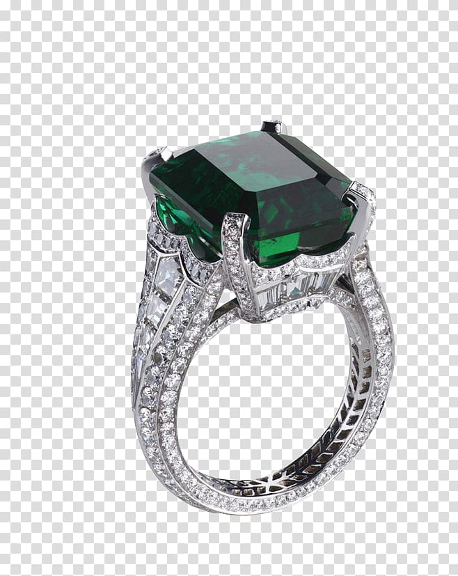 Engagement ring Emerald Diamond Gemstone, Emerald ring transparent background PNG clipart