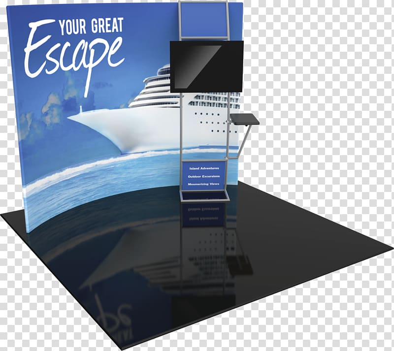 Trade show display Computer Monitors Dye-sublimation printer Banner, exhibition booth transparent background PNG clipart