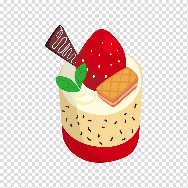Chocolate cake Cartoon, Hand painted round strawberry cake transparent background PNG clipart