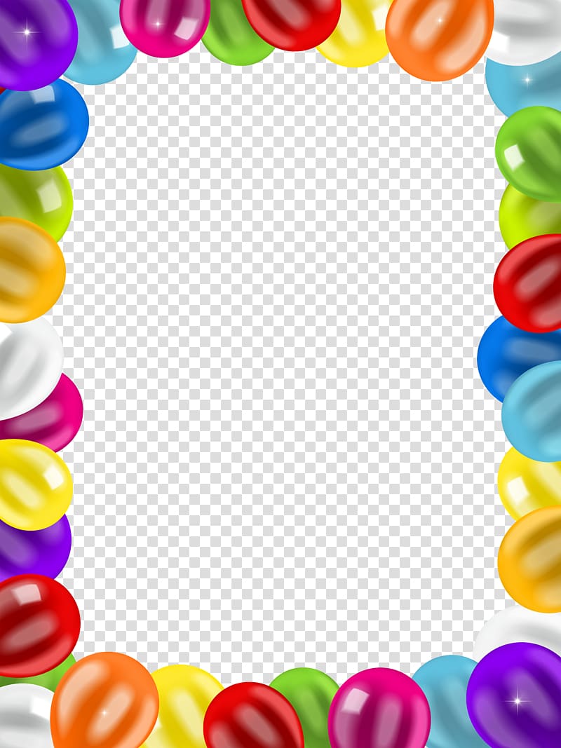 Balloon Birthday , Balloons Border Frame , multicolored frame illustration transparent background PNG clipart