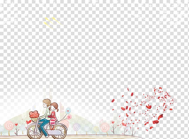 boy and girl riding bike illustration, Cartoon Cycling Significant other Dessin animxe9, Cartoon couple transparent background PNG clipart