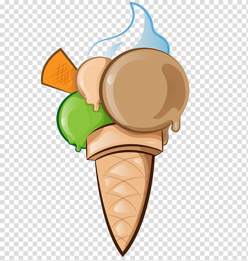 Ice cream cone Italian ice Waffle, Cartoon variety of flavors of ice cream transparent background PNG clipart