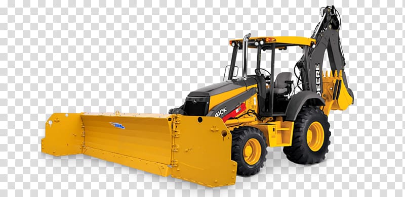 John Deere Bulldozer Machine Backhoe loader, snow plow truck transparent background PNG clipart