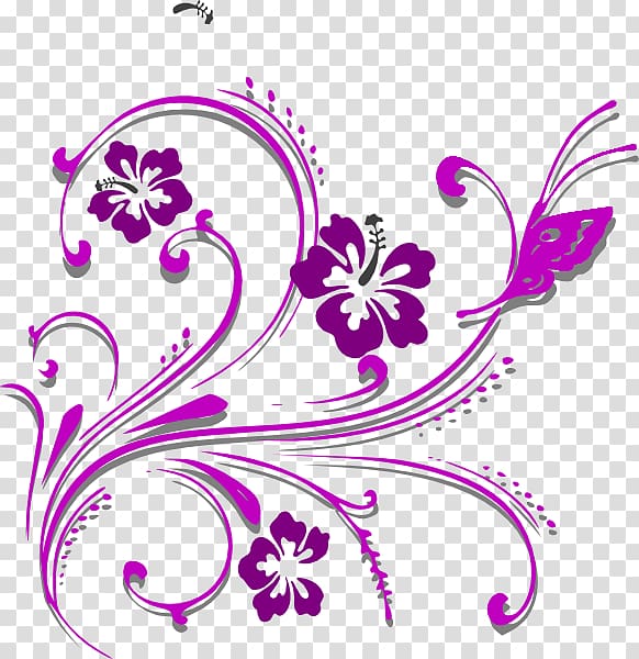 Purple And Pink Flower Illustration Butterfly Purple