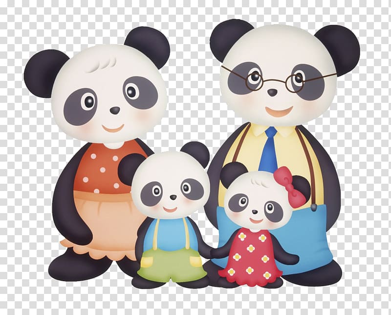 Giant panda Bear Cartoon, Panda family transparent background PNG clipart