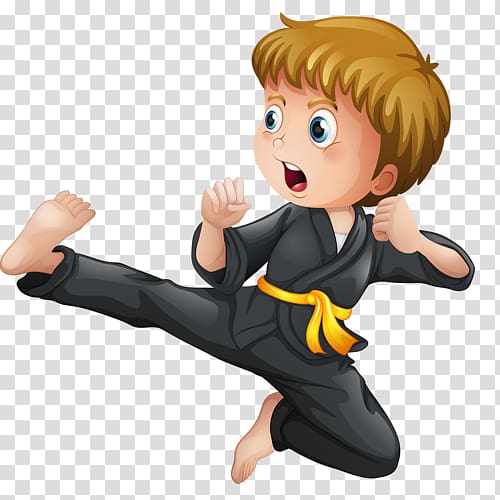karate boy character illustration, Karate Martial arts Kick Illustration, Karate transparent background PNG clipart