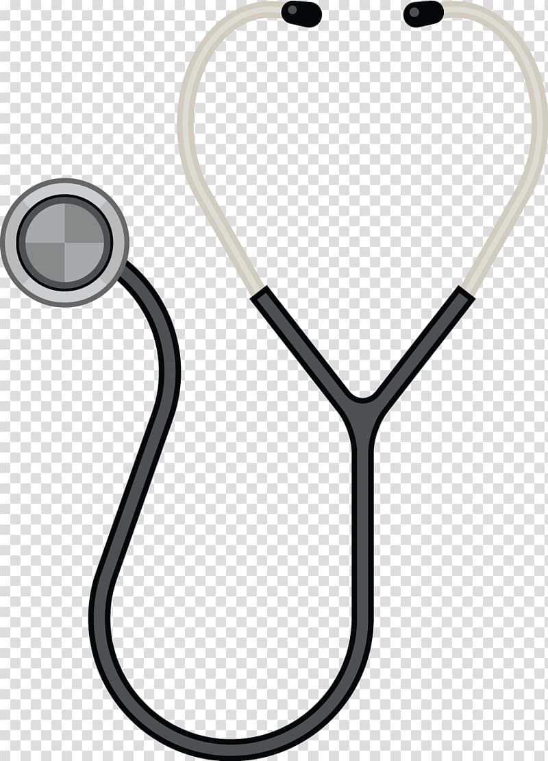 black and white stethoscope illustration, Listen heart device equipment transparent background PNG clipart