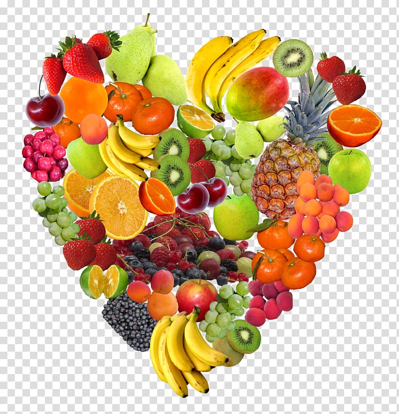 assorted fruits forming heart illustration, Fruit Vegetable Food, Heart Fruit transparent background PNG clipart