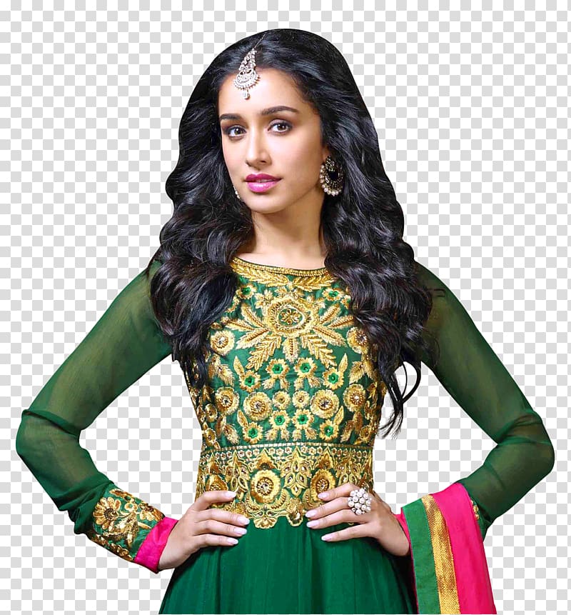 women's green sari dress, Shraddha Kapoor Au015boka San Sanana, Shraddha Kapoor transparent background PNG clipart