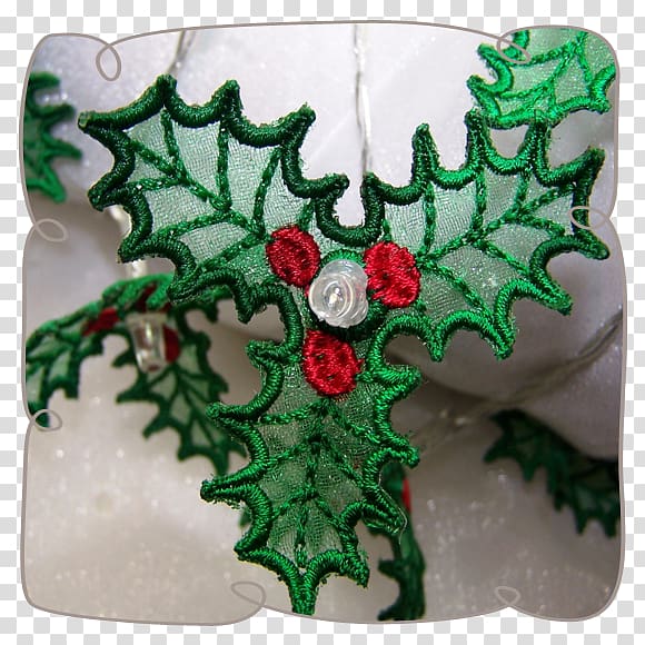 Christmas decoration Machine embroidery Holly Christmas ornament, String Lights transparent background PNG clipart