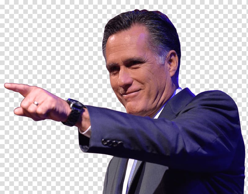 man pointing with his left arm, Mitt Romney Pointing transparent background PNG clipart