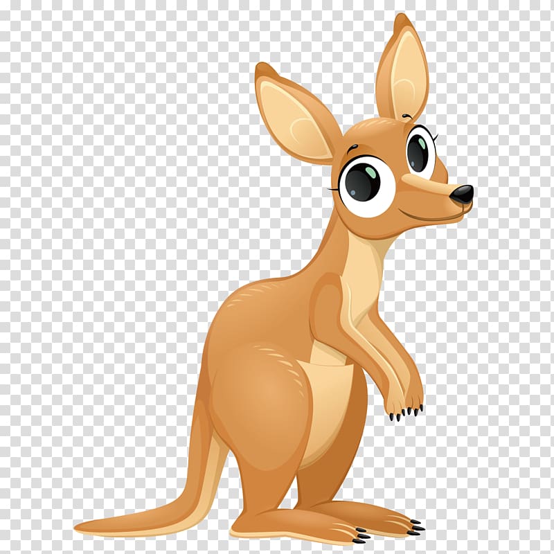 brown kangaroo illustration, Kangaroo Cartoon Illustration, small kangaroo transparent background PNG clipart