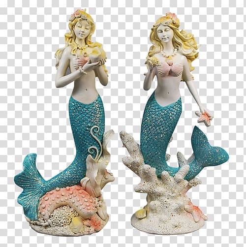 Mermaid Legendary creature Figurine Sea Creations Seahorse, seashells transparent background PNG clipart