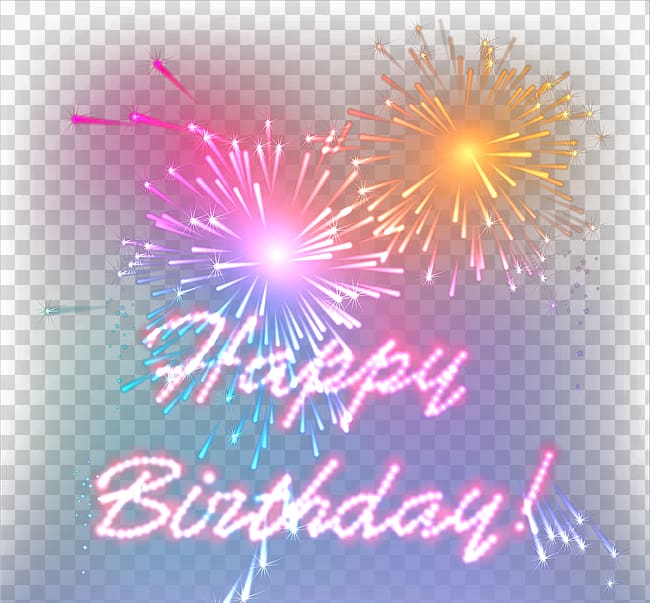 Happy Birthday signage, Birthday Fireworks Greeting card Party , Fireworks transparent background PNG clipart