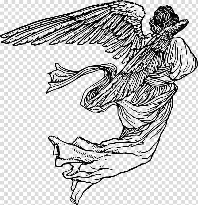 Line art Angel Drawing, angel transparent background PNG clipart